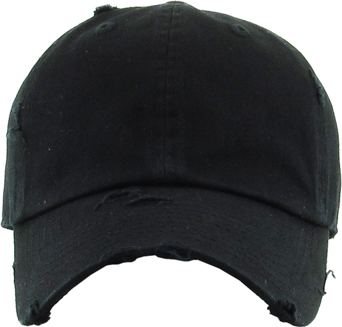 Black Distressed Vintage Baseball Cap Front View